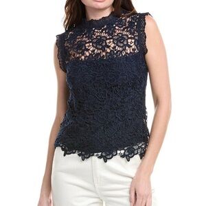 Nanette Lenore Size M Navy Lace Sleeveless Top